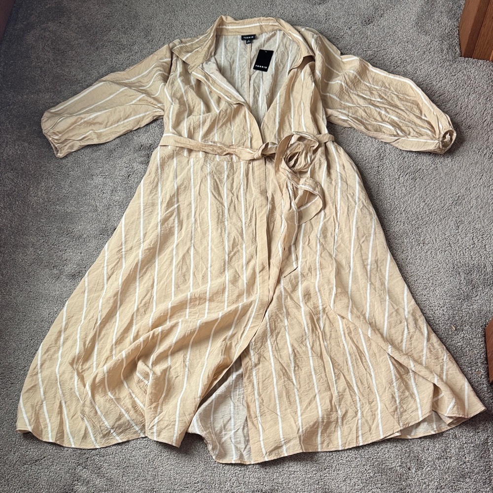 Torrid Midi Sandal Stripe Hammered Rayon Striped Button Front Shirt Dress SIZE 0